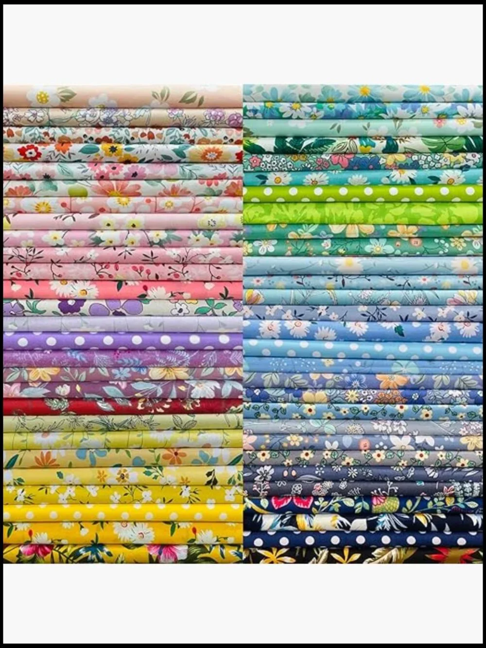 50PCS Floral Quilting Cotton Fabric Squares 10x10 for Sewing Patchwork DIY